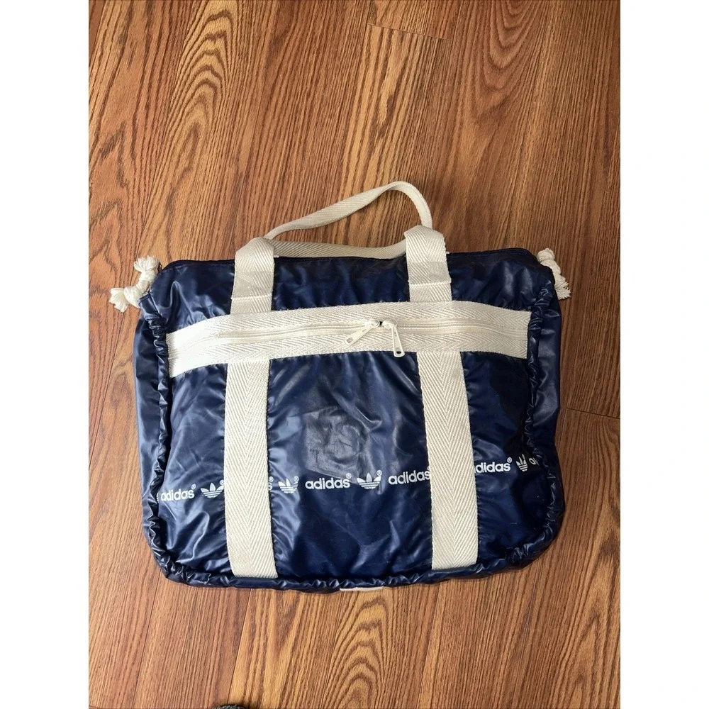 Vintage 70S / 80S Adidas Bag Shopper‎ Beach Bag Blue White 1.78Z